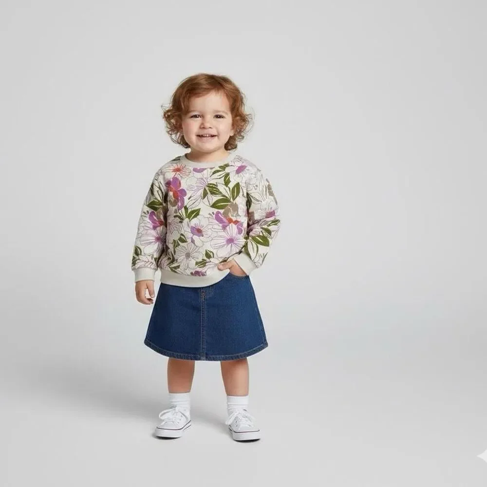 babyGap 3T Floral VintageSoft Sweatshirt Boho Cottagecore Fleece Pullover | EUC